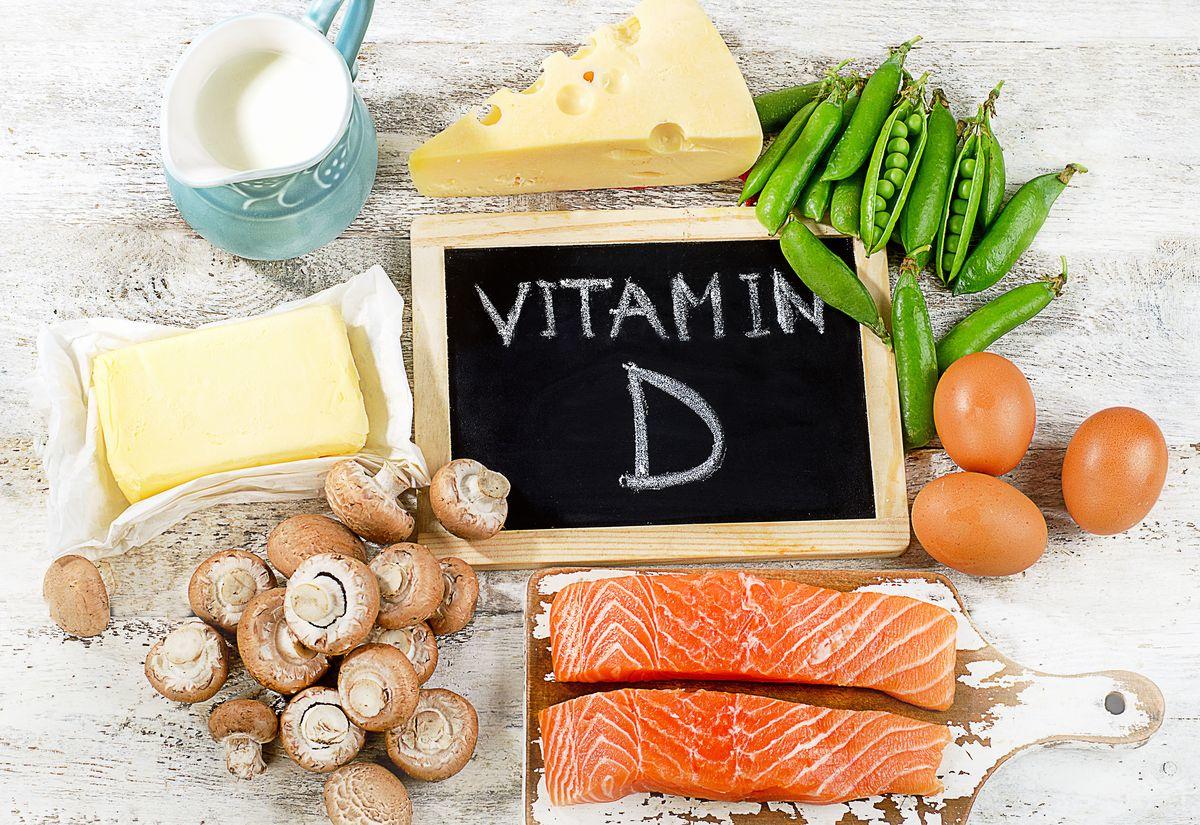 Foods rich in vitamin D. Top view