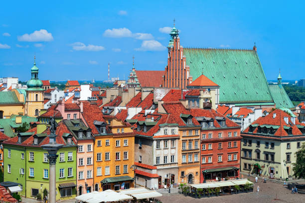 Building architecture in Castle Square in Warsaw in Poland