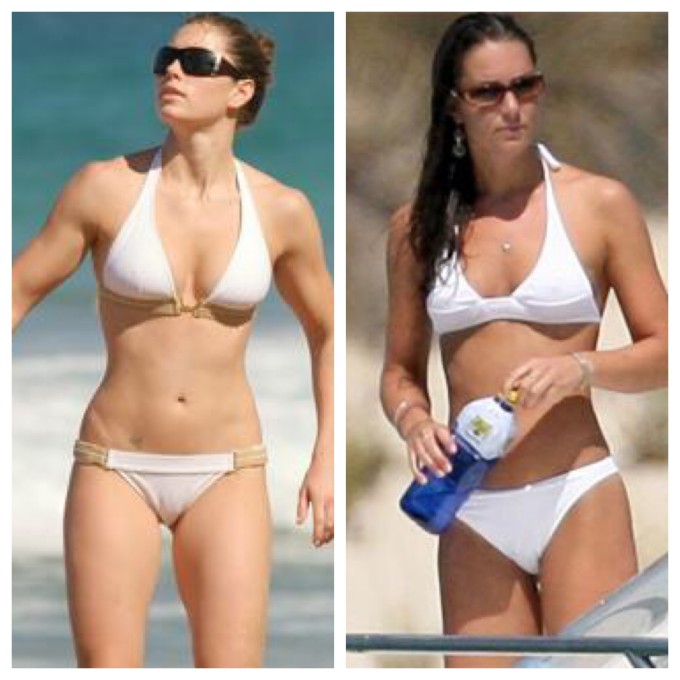 Jessica Biel e a duquesa Kate Middleton apostaram no branco para passar o dia na praia