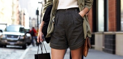 le-fashion-blog-model-off-duty-street-style-polished-bermuda-shorts-zuzanna-krzatala-green-blazer-silk-cami-metal-cap-toe-oxfords-518x250